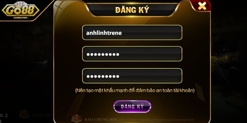 Đăng Ký GO88 Quy Trình Lập Tài Khoản Giải Trí Cho Tân Thủ 2 Điền đầy đủ các thông tin đầy đủ tạo tài khoản giải trí