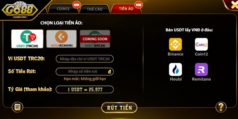 Rút Tiền GO88 Quy Trình Nhận Lợi Nhuận Đơn Giản Cho Hội Viên 2 Nhận lợi nhuận nhanh chóng thông qua ví điện tử